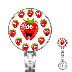 Strawberry Fruit Emoji Face Smile Fres Red Cute Stainless Steel Nurses Watch by Alisyart