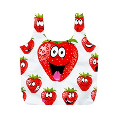 Strawberry Fruit Emoji Face Smile Fres Red Cute Full Print Recycle Bags (m)  by Alisyart