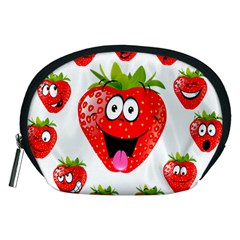 Strawberry Fruit Emoji Face Smile Fres Red Cute Accessory Pouches (medium)  by Alisyart