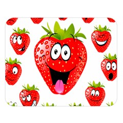 Strawberry Fruit Emoji Face Smile Fres Red Cute Double Sided Flano Blanket (large)  by Alisyart