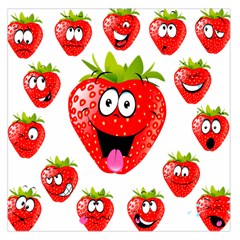 Strawberry Fruit Emoji Face Smile Fres Red Cute Large Satin Scarf (square)