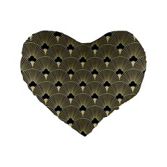 Art Deco Fan Pattern Standard 16  Premium Flano Heart Shape Cushions by NouveauDesign