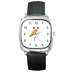 Cute Snowman Square Metal Watch by Valentinaart