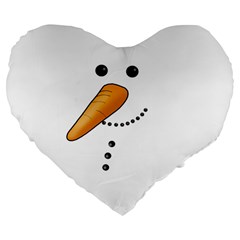 Cute Snowman Large 19  Premium Flano Heart Shape Cushions by Valentinaart