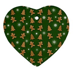 Ginger Cookies Christmas Pattern Heart Ornament (two Sides) by Valentinaart
