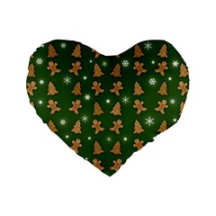 Ginger Cookies Christmas Pattern Standard 16  Premium Heart Shape Cushions by Valentinaart