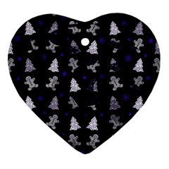 Ginger Cookies Christmas Pattern Heart Ornament (two Sides) by Valentinaart