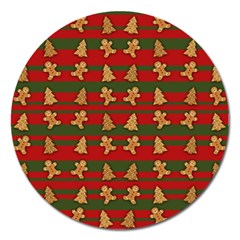 Ginger Cookies Christmas Pattern Magnet 5  (round)