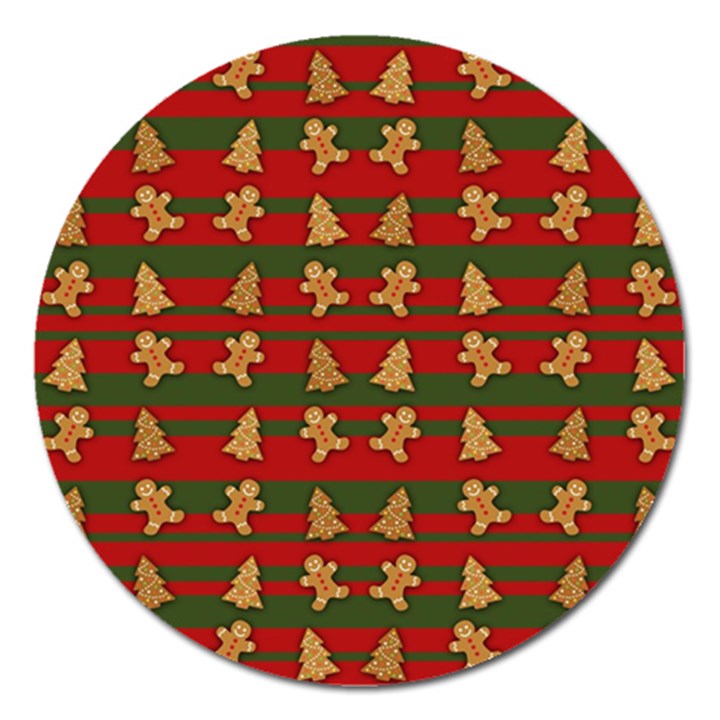 Ginger cookies Christmas pattern Magnet 5  (Round)