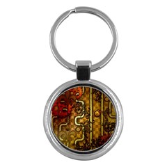 Noble Steampunk Design, Clocks And Gears With Floral Elements Key Chains (round)  by FantasyWorld7