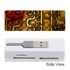 Noble Steampunk Design, Clocks And Gears With Floral Elements Memory Card Reader (stick) 