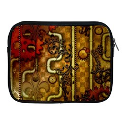 Noble Steampunk Design, Clocks And Gears With Floral Elements Apple Ipad 2/3/4 Zipper Cases by FantasyWorld7