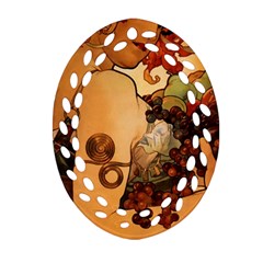 Alfons Mucha   Fruit Oval Filigree Ornament (two Sides) by NouveauDesign