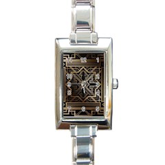 Gold Metallic And Black Art Deco Rectangle Italian Charm Watch by NouveauDesign