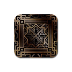 Gold Metallic And Black Art Deco Rubber Square Coaster (4 Pack)  by NouveauDesign