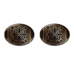 Gold Metallic And Black Art Deco Cufflinks (oval) by NouveauDesign