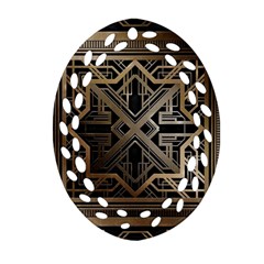 Gold Metallic And Black Art Deco Oval Filigree Ornament (two Sides) by NouveauDesign