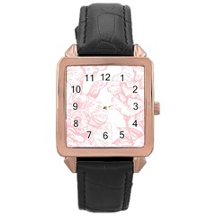 Vintage Pink Floral Rose Gold Leather Watch  by NouveauDesign