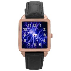 Blue Sky Light Space Rose Gold Leather Watch 