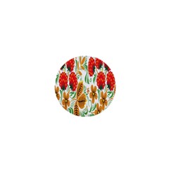 Flower Floral Red Yellow Leaf Green Sexy Summer 1  Mini Buttons