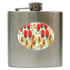 Flower Floral Red Yellow Leaf Green Sexy Summer Hip Flask (6 Oz)