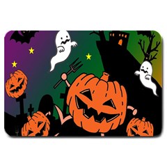 Happy Halloween Large Doormat  by Mariart