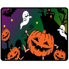 Happy Halloween Fleece Blanket (medium)  by Mariart