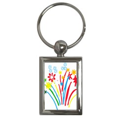 Fireworks Rainbow Flower Key Chains (rectangle) 