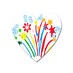 Fireworks Rainbow Flower Heart Magnet by Mariart