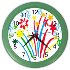 Fireworks Rainbow Flower Color Wall Clocks