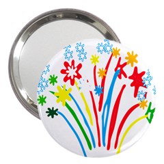 Fireworks Rainbow Flower 3  Handbag Mirrors