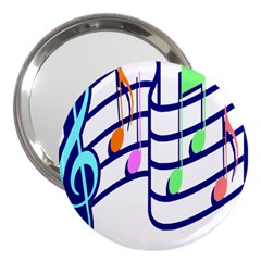 Music Note Tone Rainbow Blue Pink Greeen Sexy 3  Handbag Mirrors