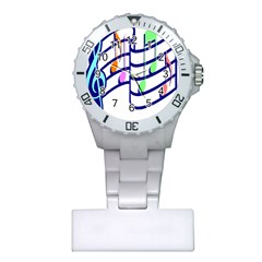 Music Note Tone Rainbow Blue Pink Greeen Sexy Plastic Nurses Watch