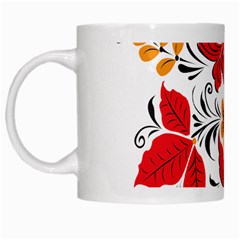 Flower Red Rose Star Floral Yellow Black Leaf White Mugs