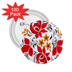 Flower Red Rose Star Floral Yellow Black Leaf 2 25  Buttons (100 Pack) 