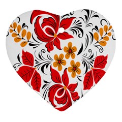 Flower Red Rose Star Floral Yellow Black Leaf Heart Ornament (two Sides)