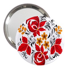 Flower Red Rose Star Floral Yellow Black Leaf 3  Handbag Mirrors by Mariart
