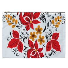 Flower Red Rose Star Floral Yellow Black Leaf Cosmetic Bag (xxl)  by Mariart