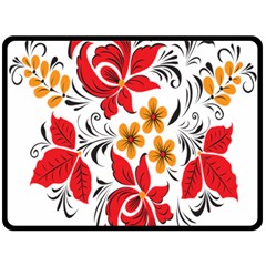 Flower Red Rose Star Floral Yellow Black Leaf Double Sided Fleece Blanket (large) 