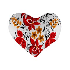 Flower Red Rose Star Floral Yellow Black Leaf Standard 16  Premium Flano Heart Shape Cushions