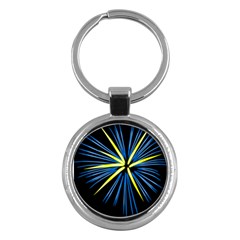 Fireworks Blue Green Black Happy New Year Key Chains (round) 