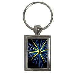 Fireworks Blue Green Black Happy New Year Key Chains (rectangle) 