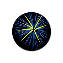 Fireworks Blue Green Black Happy New Year Rubber Coaster (round) 