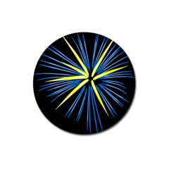 Fireworks Blue Green Black Happy New Year Magnet 3  (round) by Mariart