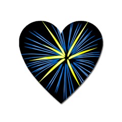 Fireworks Blue Green Black Happy New Year Heart Magnet by Mariart