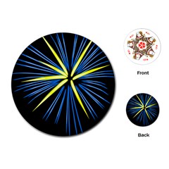 Fireworks Blue Green Black Happy New Year Playing Cards (round) 
