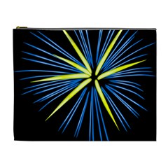 Fireworks Blue Green Black Happy New Year Cosmetic Bag (xl)