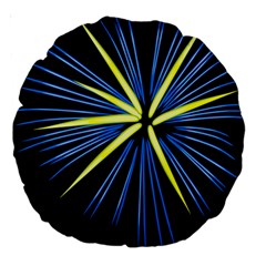 Fireworks Blue Green Black Happy New Year Large 18  Premium Round Cushions by Mariart