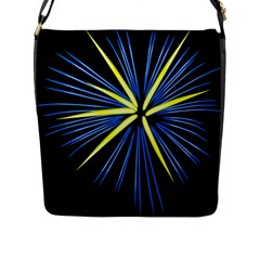 Fireworks Blue Green Black Happy New Year Flap Messenger Bag (l) 