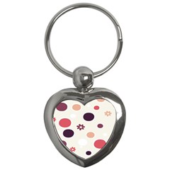 Polka Dots Flower Floral Rainbow Key Chains (heart) 